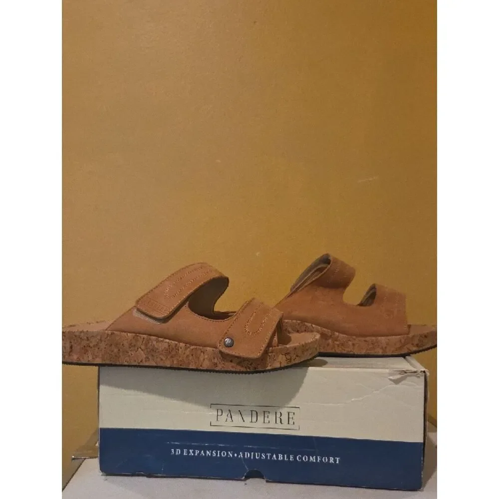 Tan Suede Conga Cork Slide Sandals